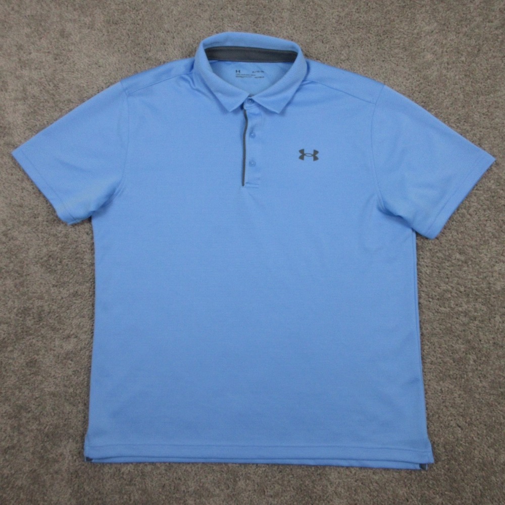 Under Armour Polo Shirt Mens XL Blue HeatGear Performance Golf Breathable Tennis